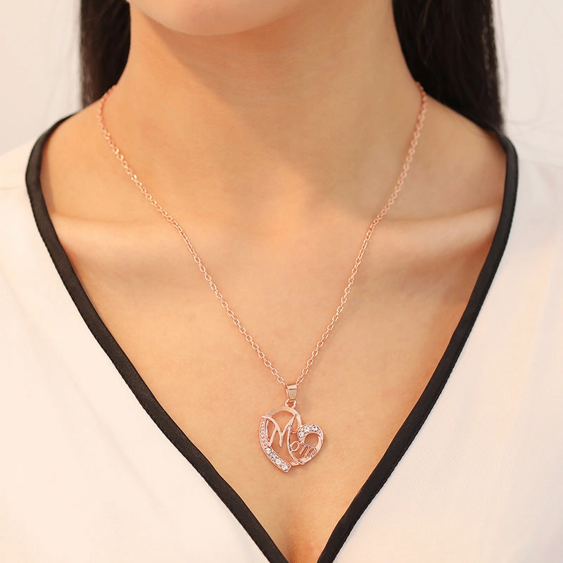 Wholesale Best Selling Mother's Day Joker MOM Love Diamond Necklace