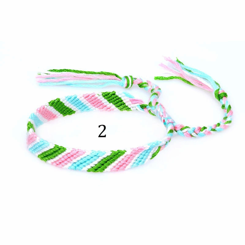 Wholesale Beveled Edge Handmade Colorful Rope Cotton Thread Braided Bracelet