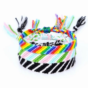 Wholesale Beveled Edge Handmade Colorful Rope Cotton Thread Braided Bracelet