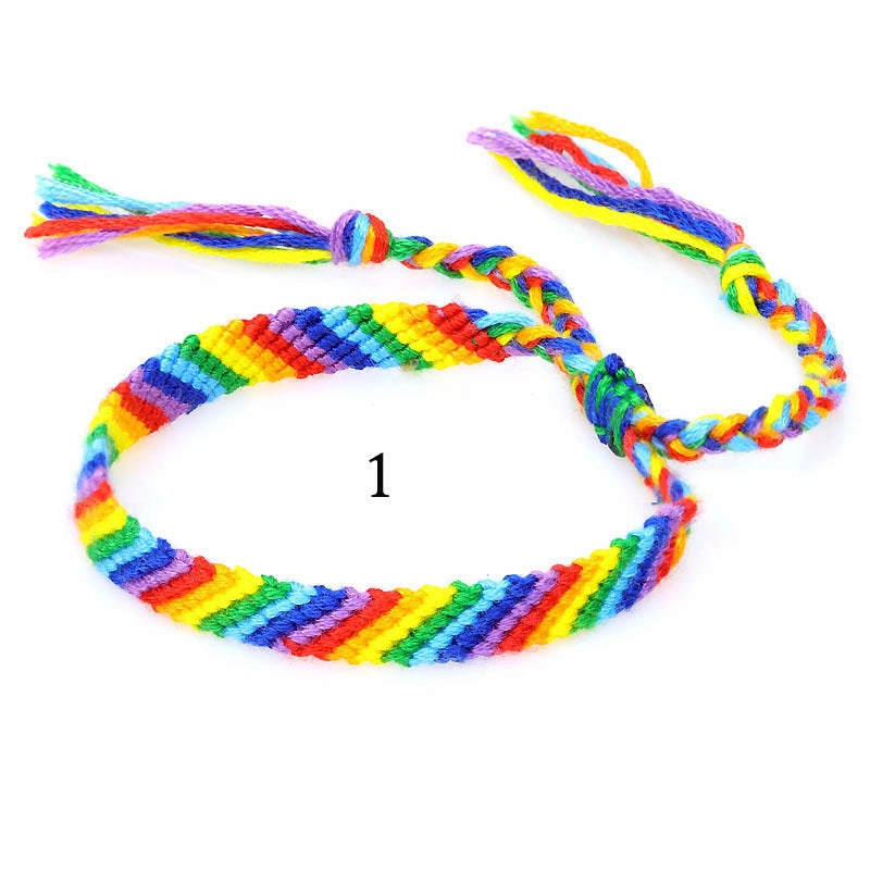 Wholesale Beveled Edge Handmade Colorful Rope Cotton Thread Braided Bracelet