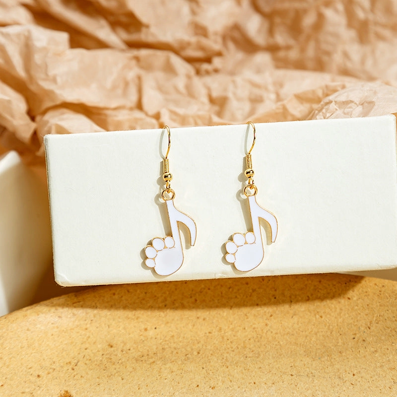 Wholesale Black and White Cat Alphabet Piano Cat Earrings