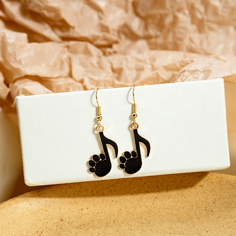 Wholesale Black and White Cat Alphabet Piano Cat Earrings