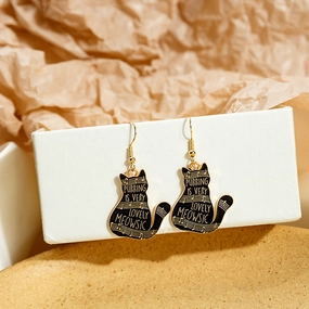 Wholesale Black and White Cat Alphabet Piano Cat Earrings
