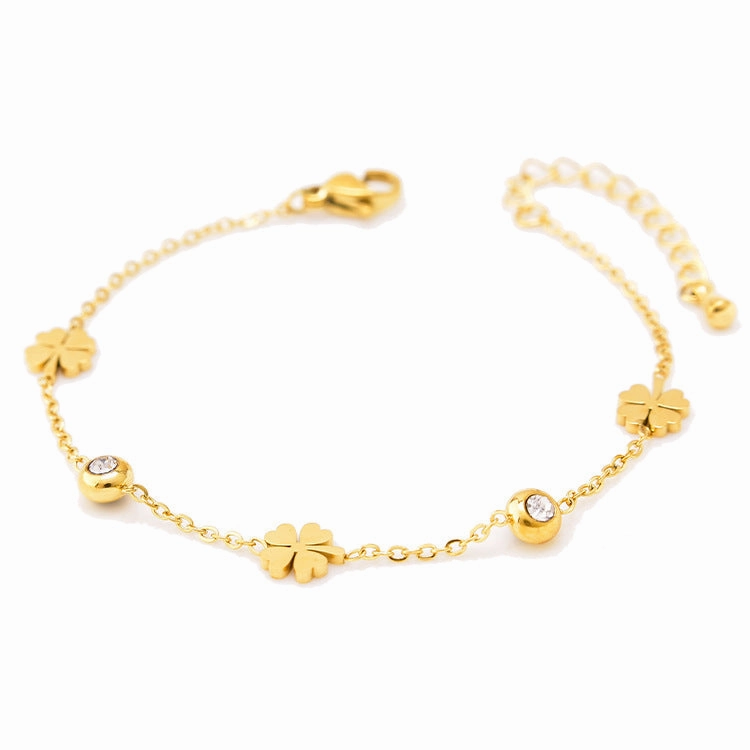 Wholesale Black and White Diamond Butterfly Love Star and Moon Bracelet Titanium Steel 18k Gold Leaf Letter Bracelet