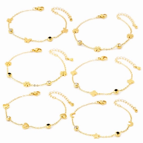 Wholesale Black and White Diamond Butterfly Love Star and Moon Bracelet Titanium Steel 18k Gold Leaf Letter Bracelet