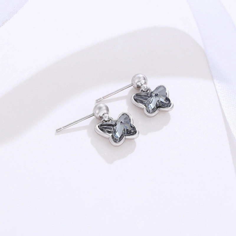 Wholesale Black Crystal Butterfly Necklace Earrings Set OLY-NE-XP006
