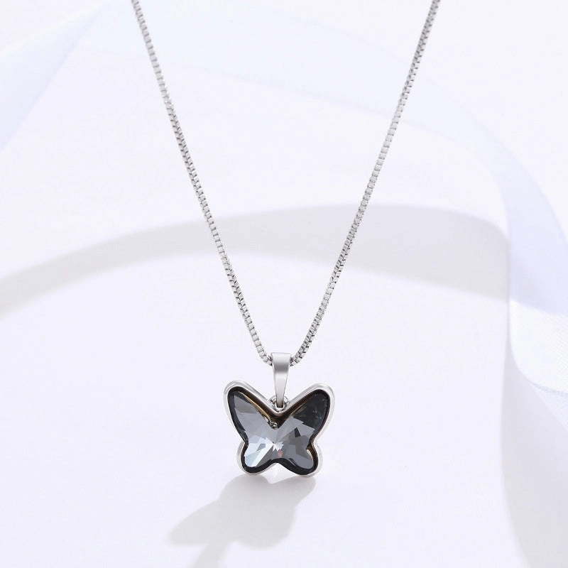 Wholesale Black Crystal Butterfly Necklace Earrings Set OLY-NE-XP006