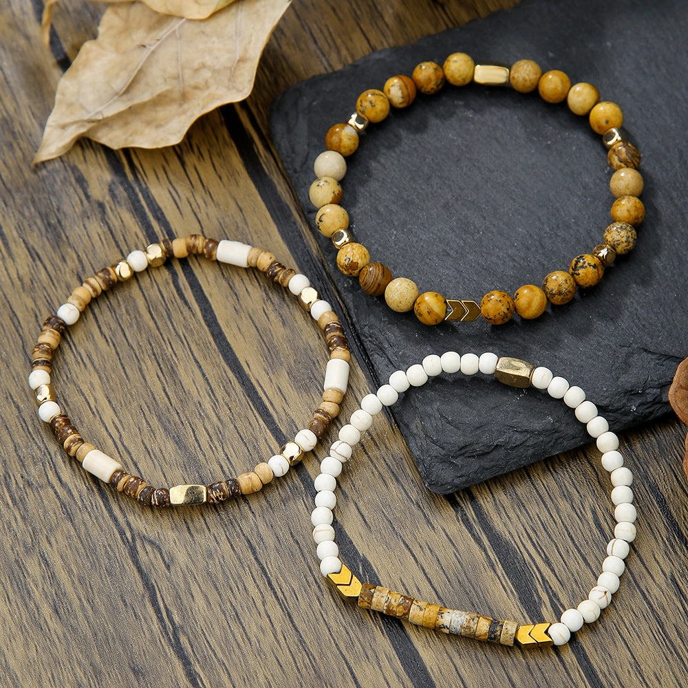 Wholesale Black gallstone broken silver tiger eye stone vintage beaded bracelet