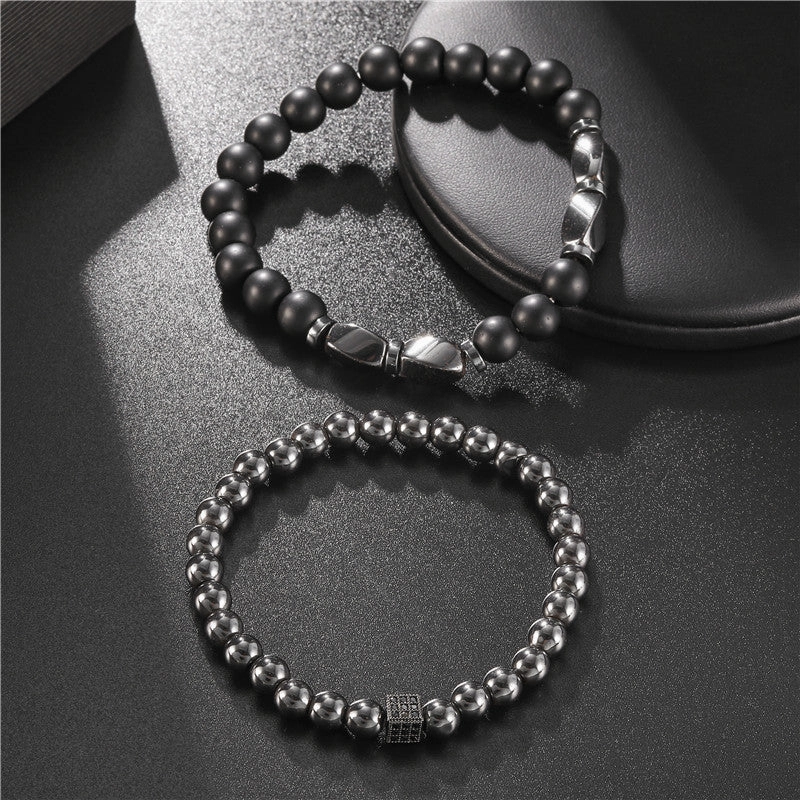 Wholesale Black gallstone broken silver tiger eye stone vintage beaded bracelet