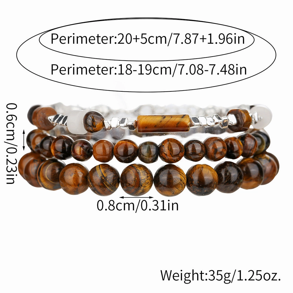 Wholesale Black gallstone broken silver tiger eye stone vintage beaded bracelet