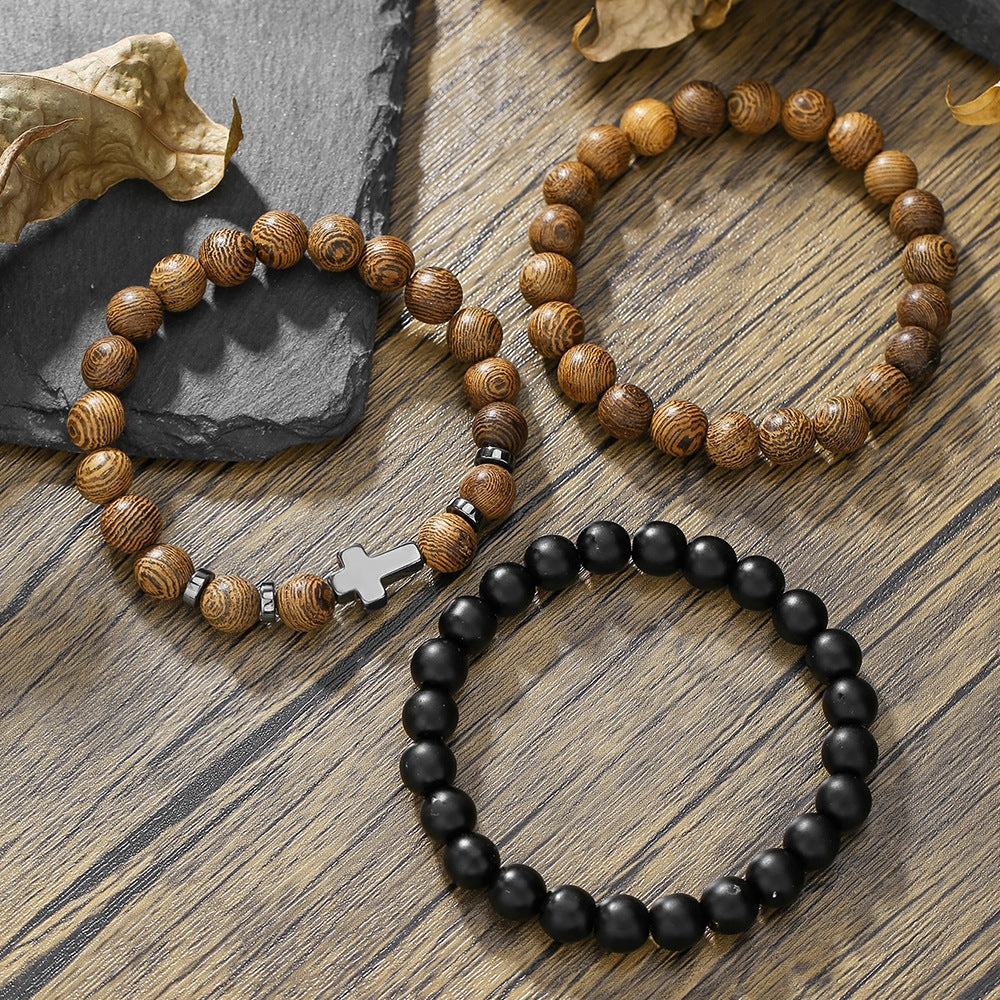 Wholesale Black gallstone broken silver tiger eye stone vintage beaded bracelet