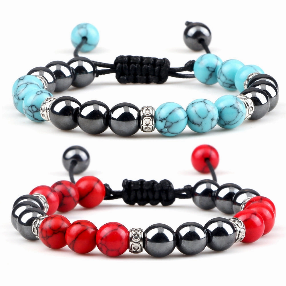 Wholesale Black Gallstone Woven Alloy Spacer Tiger Eye Bracelet