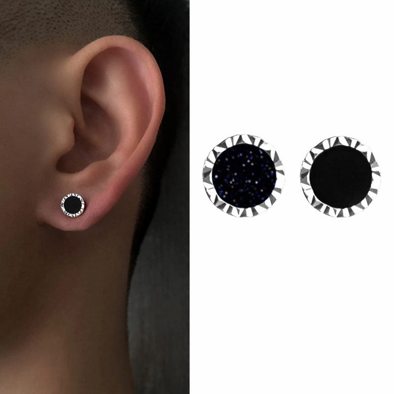 Wholesale Black Onyx Blue Sand Stone Irregular Earrings