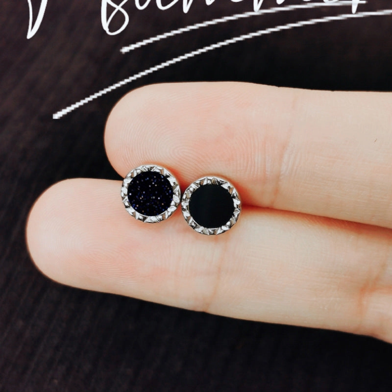 Wholesale Black Onyx Blue Sand Stone Irregular Earrings