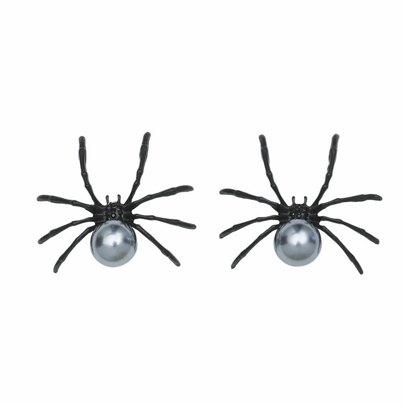 Wholesale Black Pearl Spider Insect Earrings