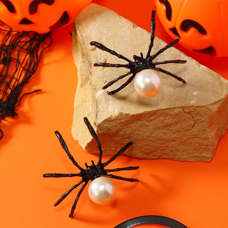 Wholesale Black Pearl Spider Insect Earrings