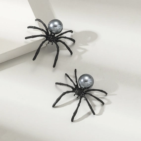 Wholesale Black Pearl Spider Insect Earrings