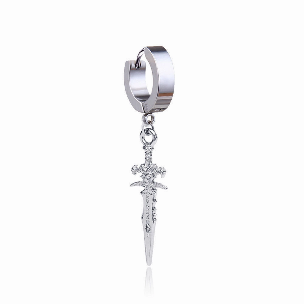Wholesale Black Personalized Titanium Steel Long Earrings