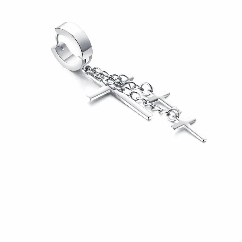 Wholesale Black Personalized Titanium Steel Long Earrings