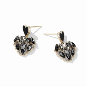 Wholesale Black Rhinestone Heart Earrings OLY-ES-FL004