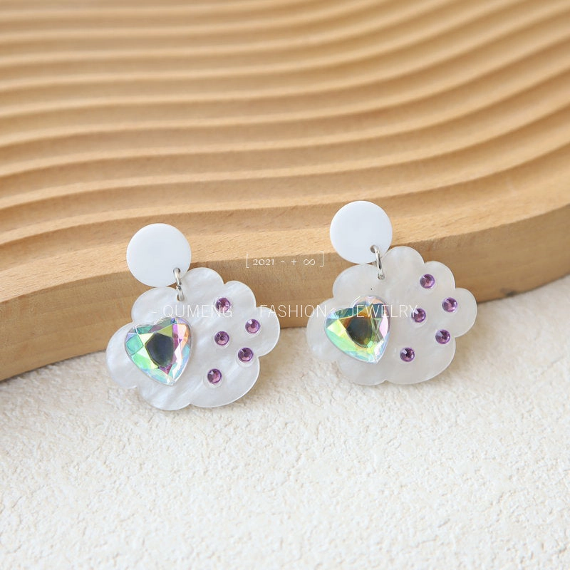 Wholesale blingbling Heart Zircon Rhinestone Acrylic Earrings