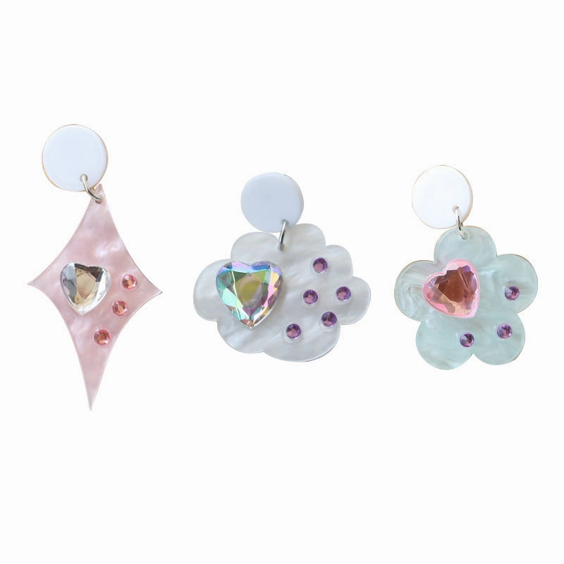 Wholesale blingbling Heart Zircon Rhinestone Acrylic Earrings