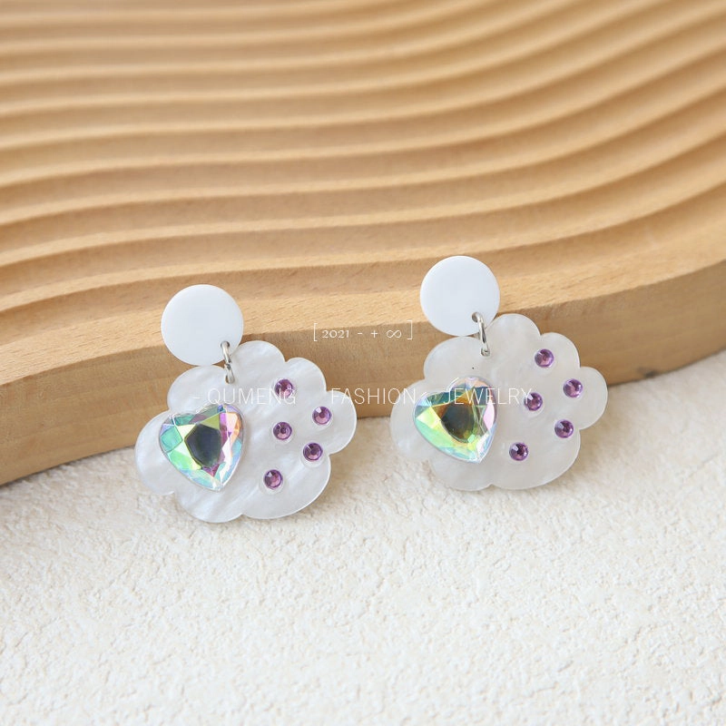 Wholesale blingbling Heart Zircon Rhinestone Acrylic Earrings