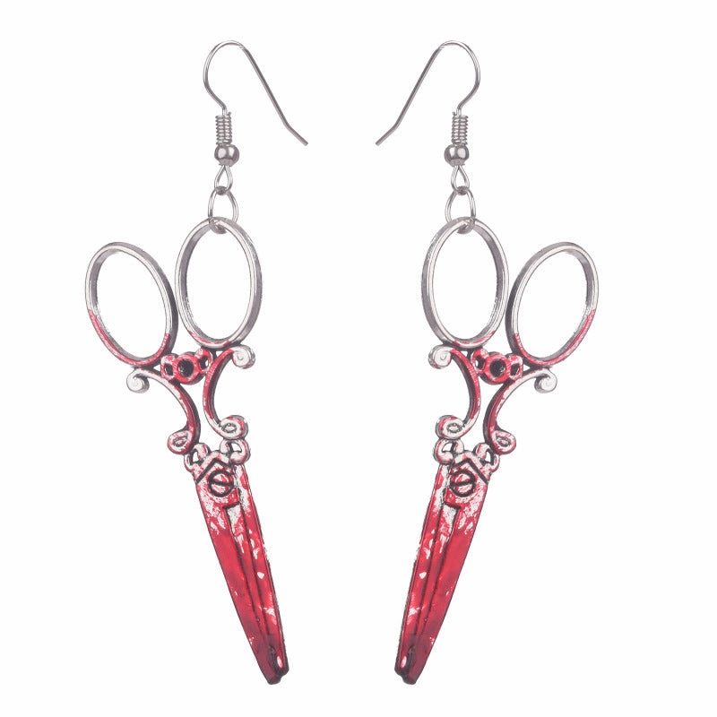 Wholesale Blood Horror Halloween Scissors Axe Knife Earrings