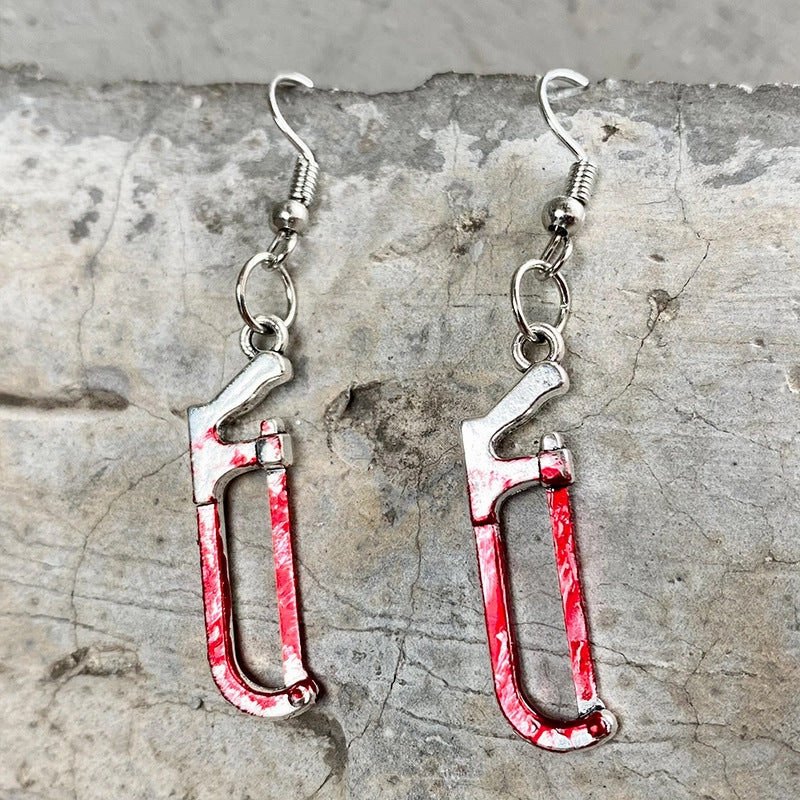 Wholesale Blood Horror Halloween Scissors Axe Knife Earrings