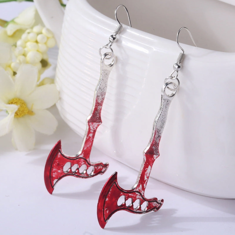 Wholesale Blood Horror Halloween Scissors Axe Knife Earrings