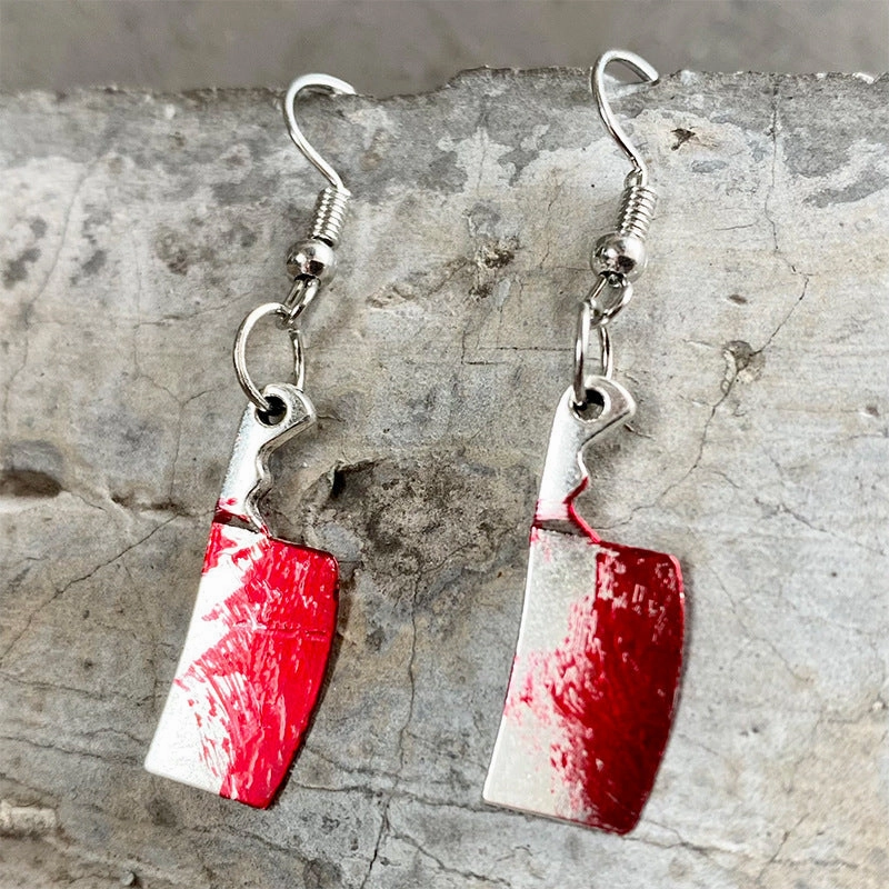 Wholesale Blood Horror Halloween Scissors Axe Knife Earrings