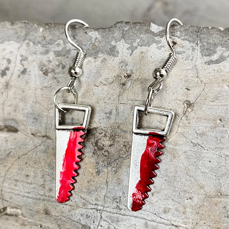 Wholesale Blood Horror Halloween Scissors Axe Knife Earrings