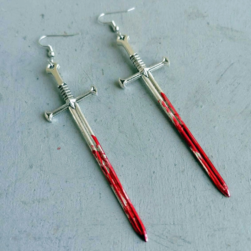Wholesale Blood Horror Halloween Scissors Axe Knife Earrings