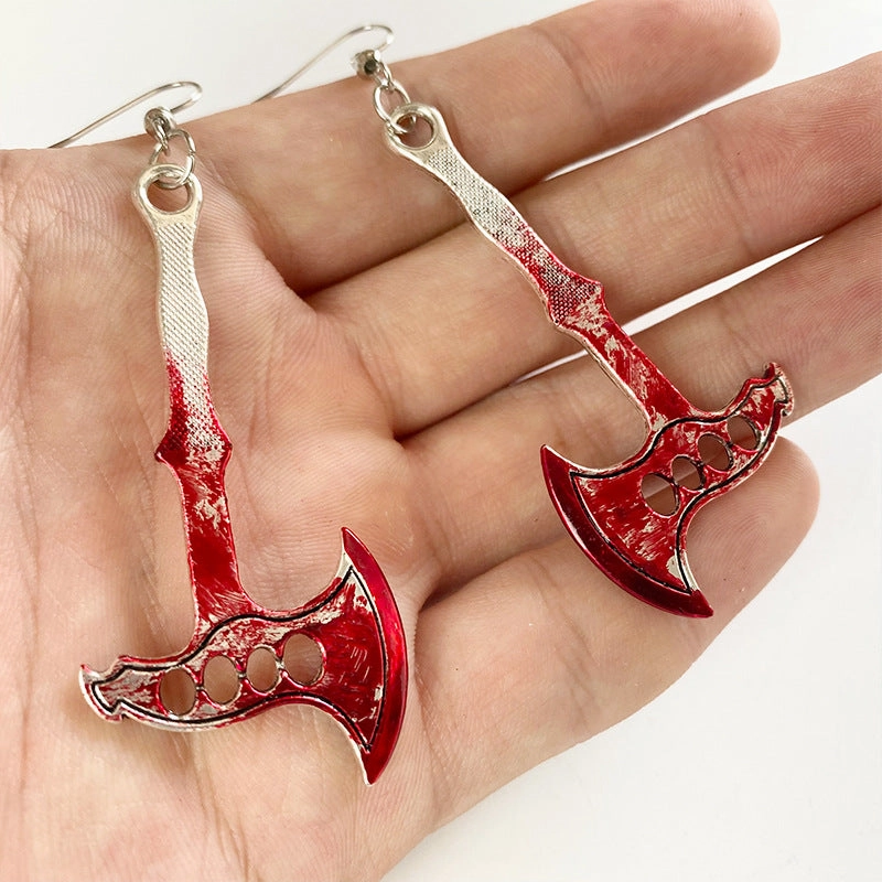 Wholesale Blood Horror Halloween Scissors Axe Knife Earrings