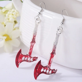 Wholesale Blood Horror Halloween Scissors Axe Knife Earrings