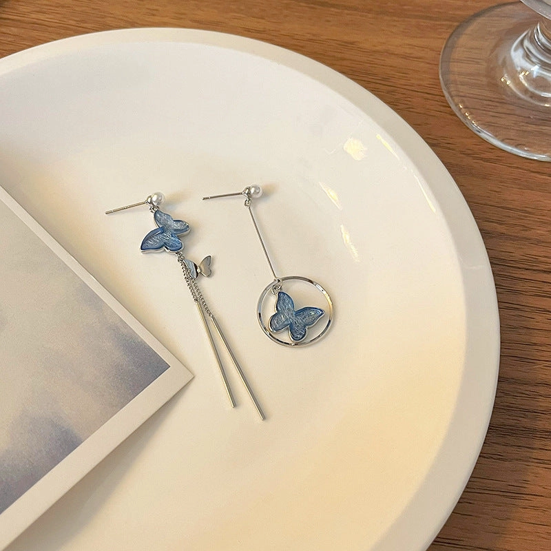 Wholesale Blue Butterfly Alloy Earrings
