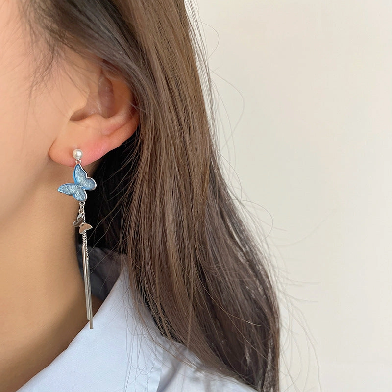 Wholesale Blue Butterfly Alloy Earrings