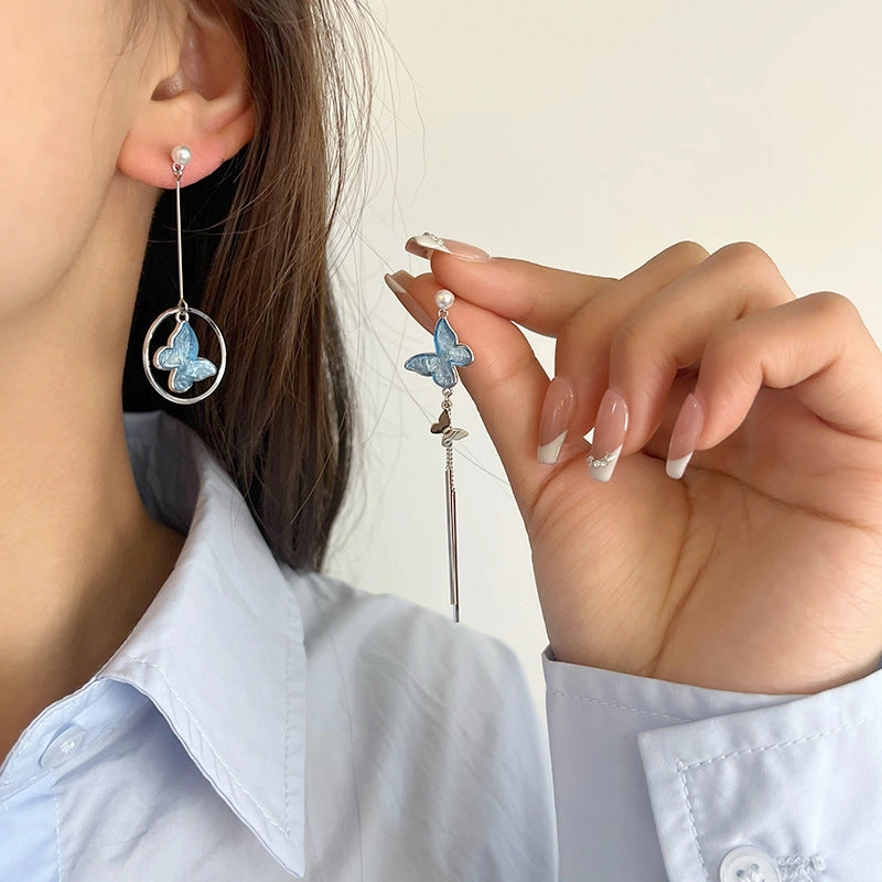 Wholesale Blue Butterfly Alloy Earrings