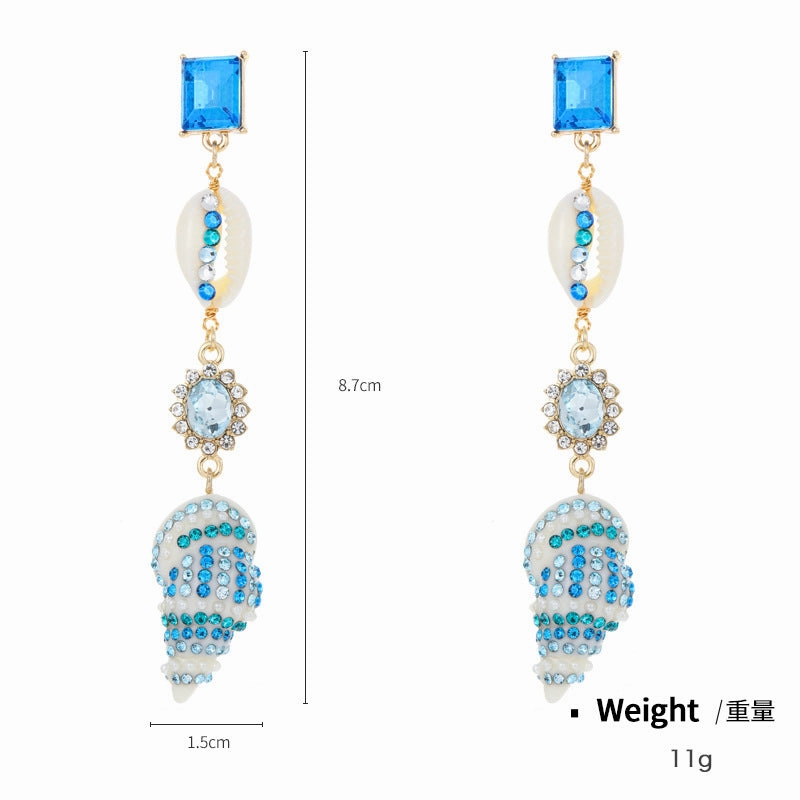 Wholesale Blue Coast Conch Diamond Summer Ocean Set  Alloy Necklace
