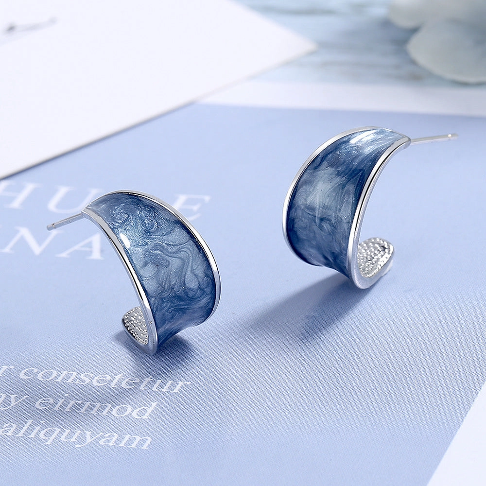 Wholesale Blue Design Sense Contrast Color Earrings