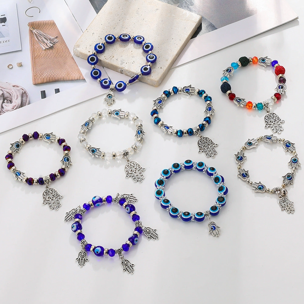 Wholesale Blue Devil Eye Resin Beads Bracelet