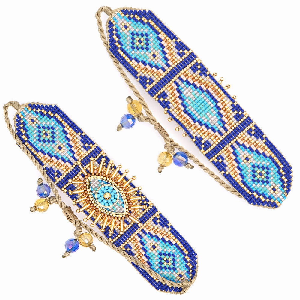 Wholesale Blue Devil's Eye Ethnic Miyuki Beads Bracelet
