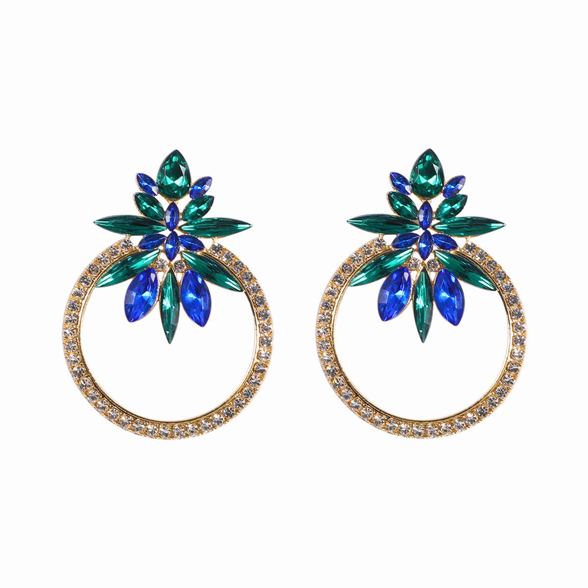 Wholesale Blue Diamond Series Retro Large Grain Sapphire Earrings