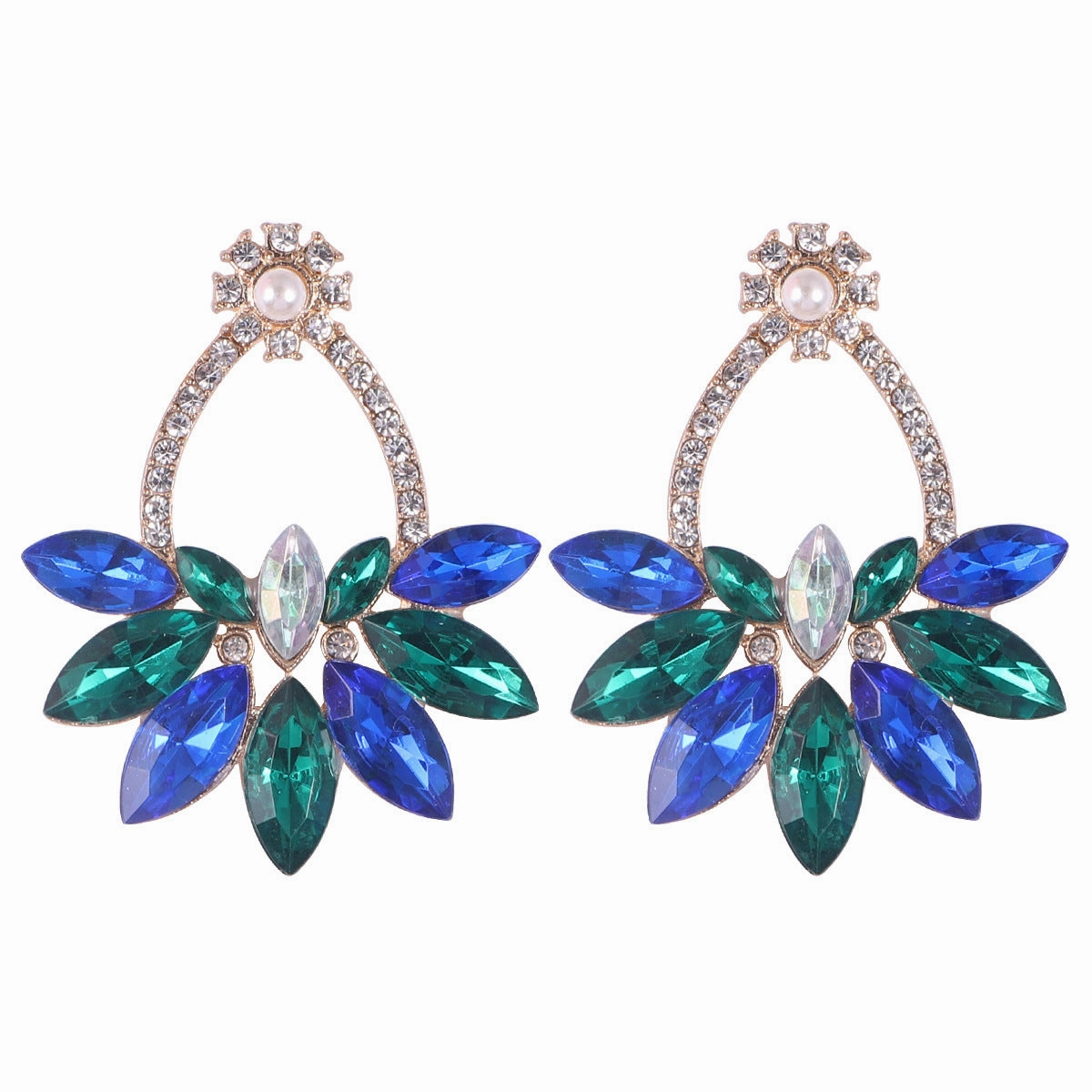 Wholesale Blue Diamond Series Retro Large Grain Sapphire Earrings
