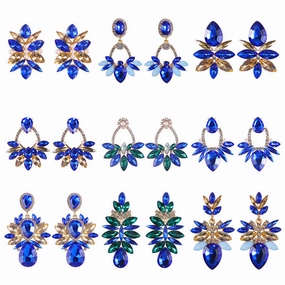 Wholesale Blue Diamond Series Retro Large Grain Sapphire Earrings