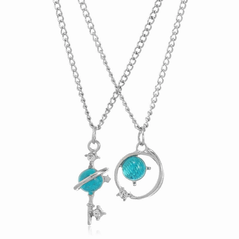 Wholesale Blue Diamond Star Universe Planet Diamond Necklace Clavicle Chain
