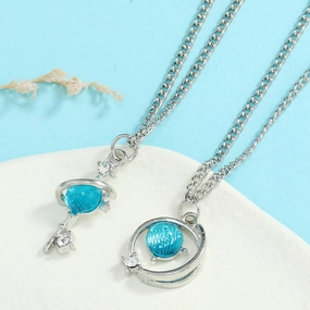 Wholesale Blue Diamond Star Universe Planet Diamond Necklace Clavicle Chain