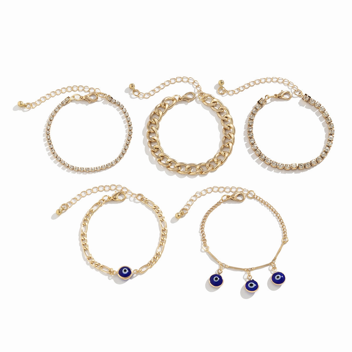 Wholesale Blue Evil Eye Iron Layered Bracelet Set