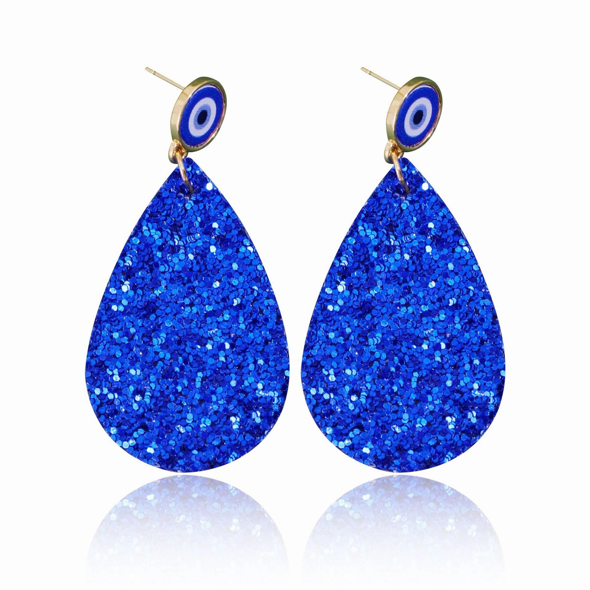 Wholesale Blue Eye Leather Earrings