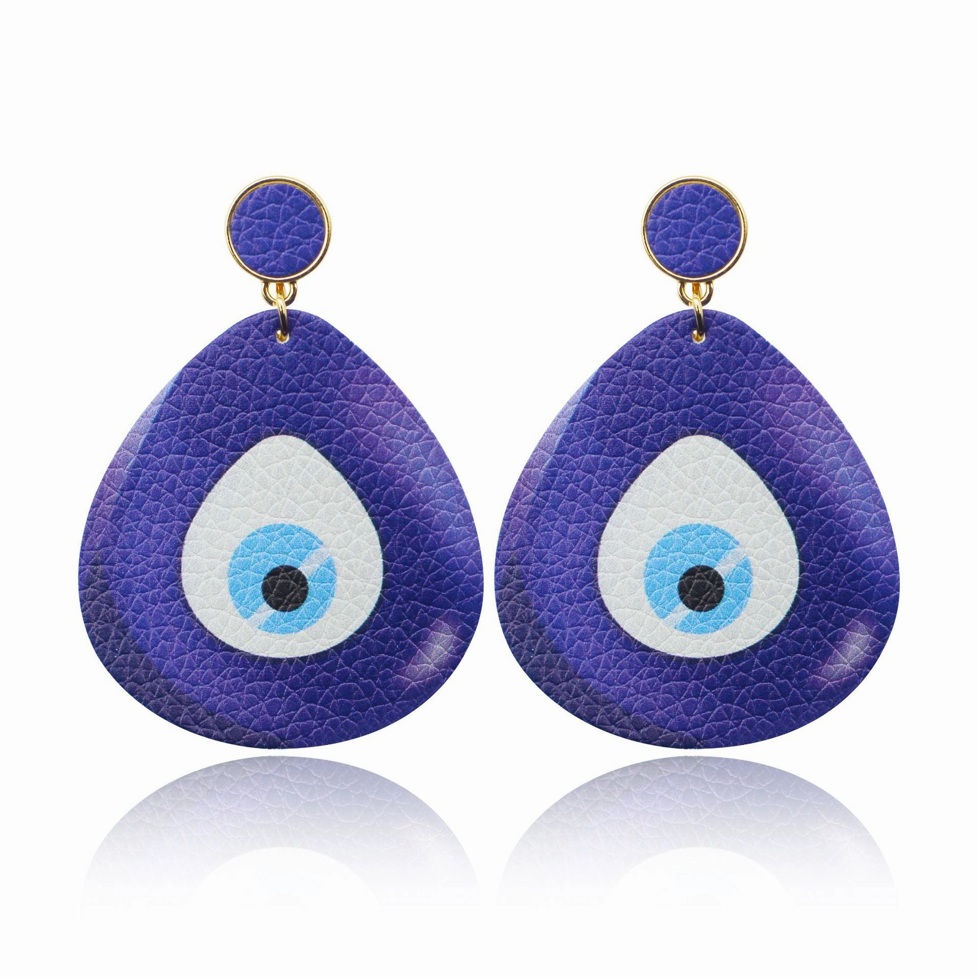 Wholesale Blue Eye Leather Earrings